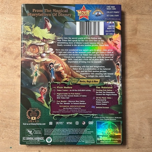 Tinkerbell movie by Disney, Tinker Bell on DVD - Picture 2 of 3